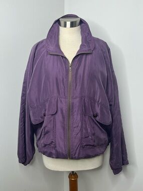 Vintage EVRI Purple Silk Windbreaker Jacket Sz Large